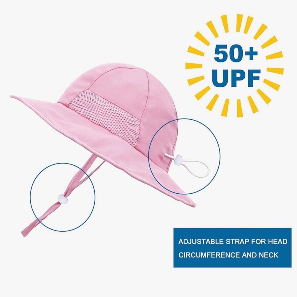 ✅ 5 for $25 - Pink SPF Brimmed Sun Hat, Toddler - Picture 4 of 11